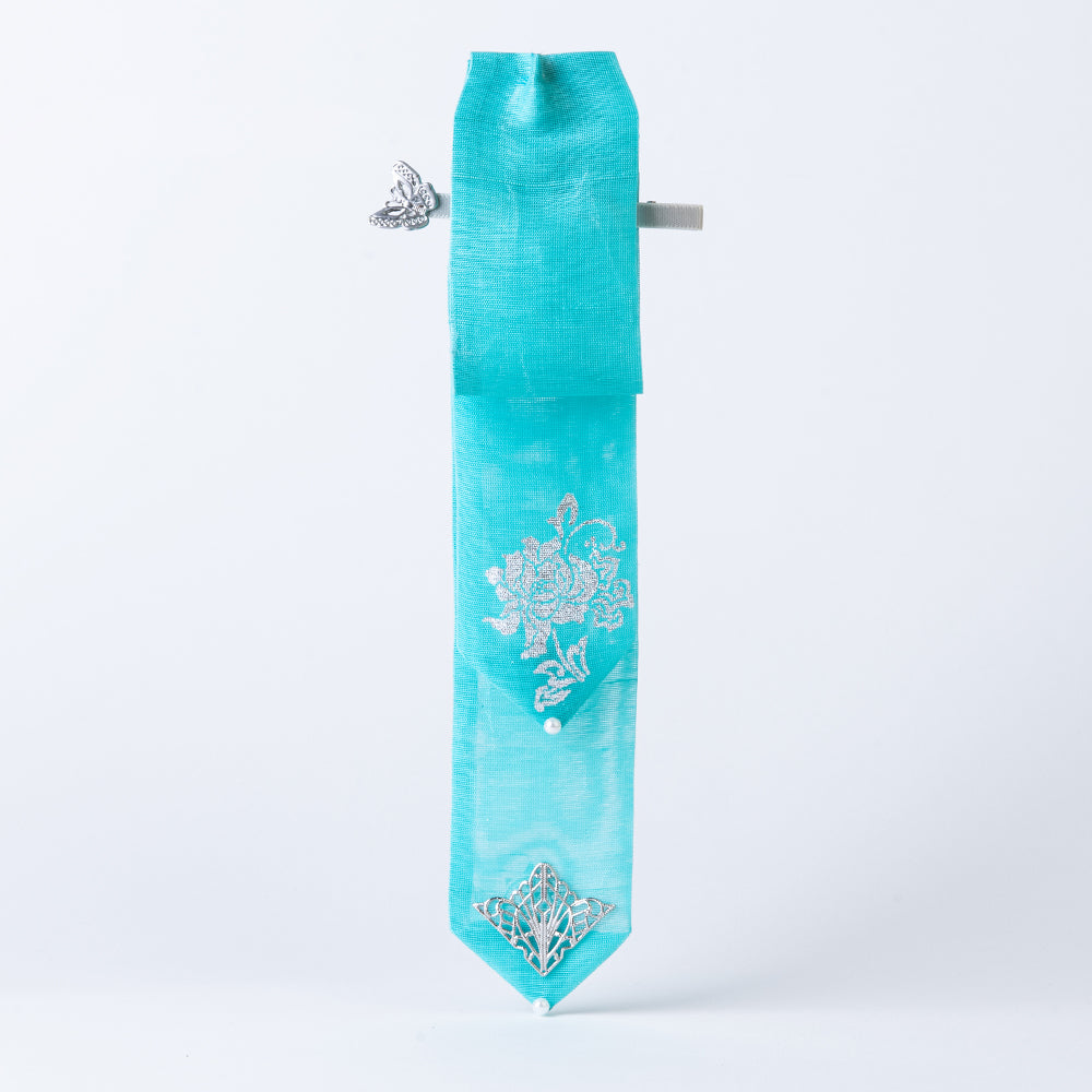 GLEAF jade green peony hairpin with silver leaf detail – handmade Korean traditional accessory