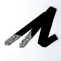 Handcrafted Korean black silk scarf with gold-leaf stamping by GLEAF – 100% artisan-made accessory