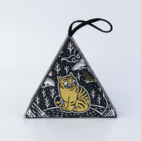 Traditional Korean tiger motif fragrance sachet in black with gold-leaf stamping – woody scent by GLEAF