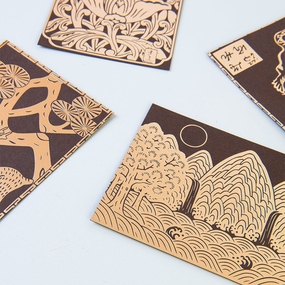 Traditional Korean Symbol Art Cards – Contemporary Cultural Artwork 6Set – GLEAF