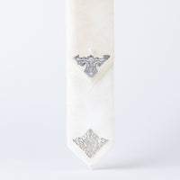 GLEAF white silk hair ribbon featuring silver bat motif – traditional Korean handcrafted design