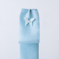 Elegant 100% silk Korean hair bow set (2pcs) with silver butterfly design – artisan-made by GLEAF