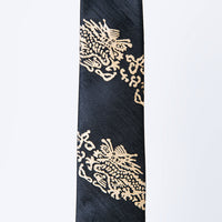 Elegant Korean artisan tie with gold-leaf dragon motif on black silk – heritage inspired design