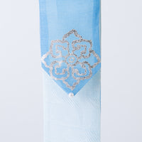 Elegant 100% silk Korean hair bow with silver lotus pattern – artisan-made by GLEAF