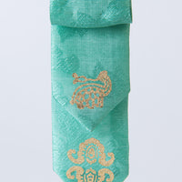 Elegant 100% silk Korean keyring with gold-leaf emblem – artisan-made by GLEAF