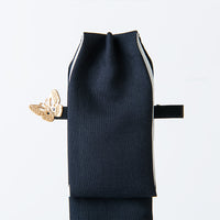 Elegant 100% silk Korean hair bow with gold hibiscus design – artisan-made by GLEAF