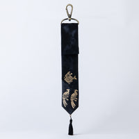 Handcrafted Korean silk keyring with gold-leaf emblem of carp and pheasant by GLEAF – 100% silk handmade accessory