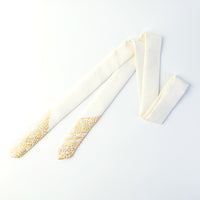 Handcrafted Korean white silk scarf with gold-leaf stamping by GLEAF – 100% artisan-made accessory