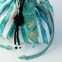 GLEAF traditional stripe mini bag featuring gold-leaf keyring – handcrafted korean accessory