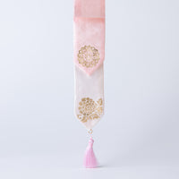 Elegant 100% silk Korean keyring with gold-leaf floral emblem – artisan-made by GLEAF
