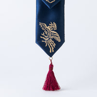 GLEAF silk keychain featuring gold-leaf stamped cloud and phoenix design – traditional Korean handcrafted item